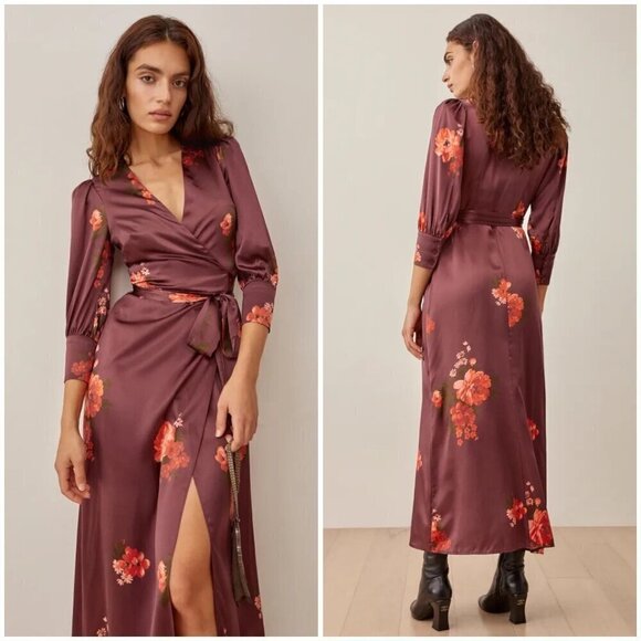 💕REFORMATION💕 Merrick Silk Dress ~ 100% Silk Azusa Floral Print XS NWOT - Picture 6 of 16